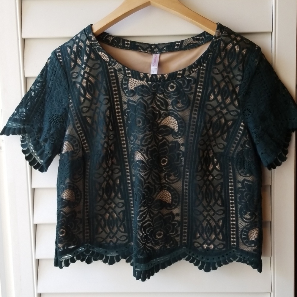 Forest Green Lace Crop Top